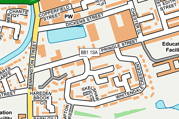 BB1 1SA map - OS OpenMap – Local (Ordnance Survey)