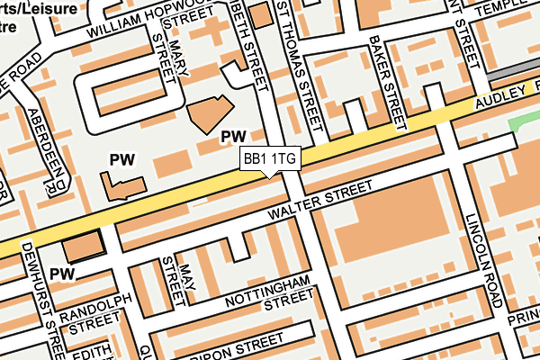 BB1 1TG map - OS OpenMap – Local (Ordnance Survey)