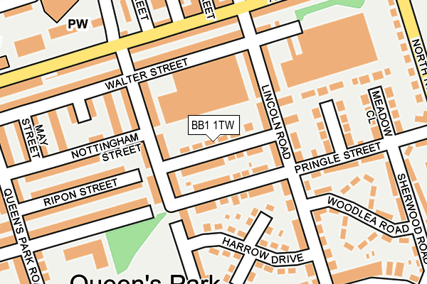 BB1 1TW map - OS OpenMap – Local (Ordnance Survey)