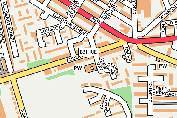 BB1 1UE map - OS OpenMap – Local (Ordnance Survey)
