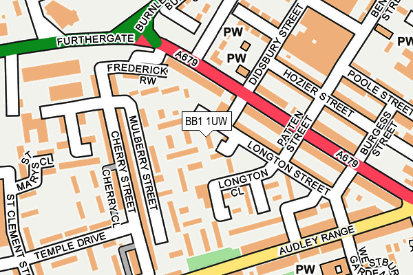 BB1 1UW map - OS OpenMap – Local (Ordnance Survey)