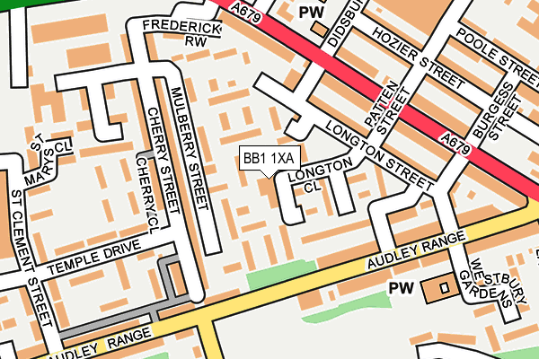 BB1 1XA map - OS OpenMap – Local (Ordnance Survey)