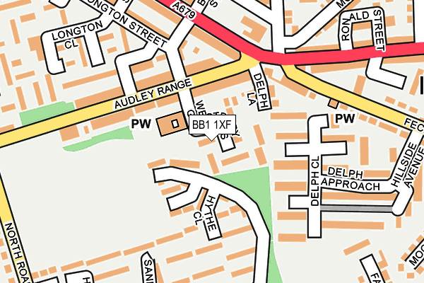 BB1 1XF map - OS OpenMap – Local (Ordnance Survey)