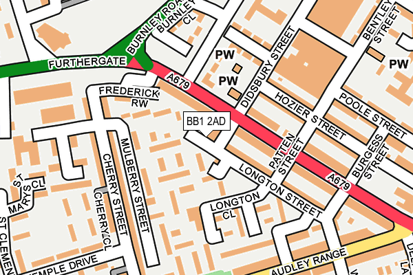 BB1 2AD map - OS OpenMap – Local (Ordnance Survey)