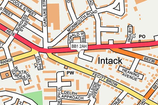 BB1 2AH map - OS OpenMap – Local (Ordnance Survey)