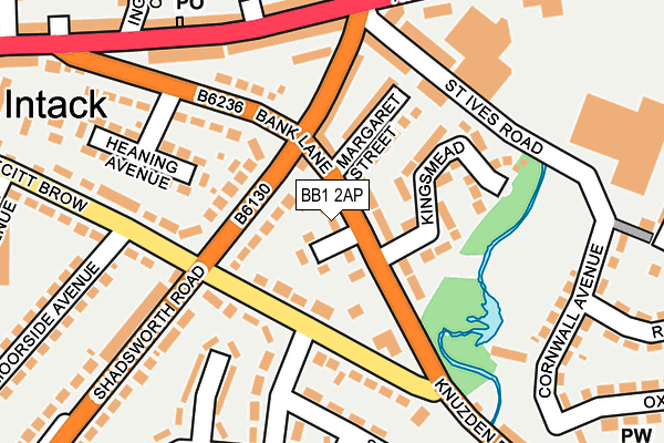 BB1 2AP map - OS OpenMap – Local (Ordnance Survey)