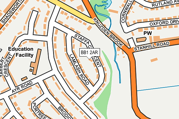 BB1 2AR map - OS OpenMap – Local (Ordnance Survey)