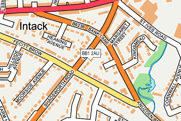 BB1 2AU map - OS OpenMap – Local (Ordnance Survey)