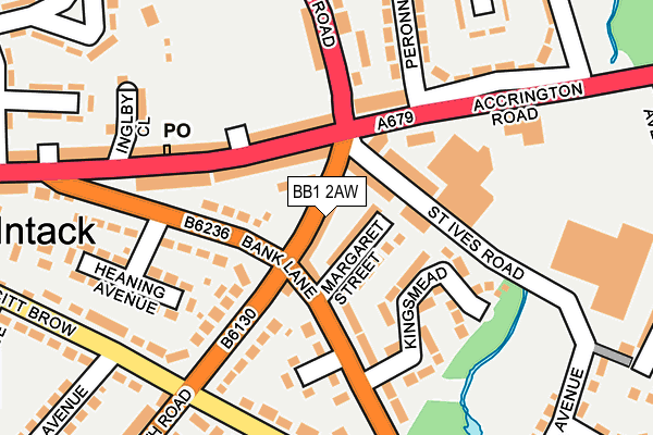 BB1 2AW map - OS OpenMap – Local (Ordnance Survey)