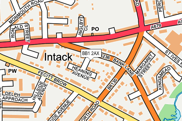 BB1 2AX map - OS OpenMap – Local (Ordnance Survey)