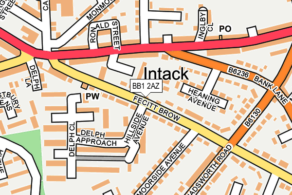 BB1 2AZ map - OS OpenMap – Local (Ordnance Survey)