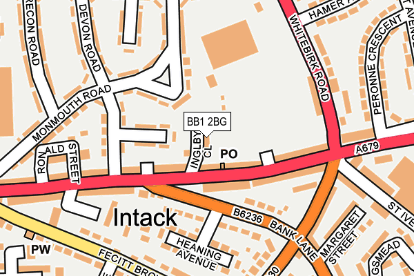 BB1 2BG map - OS OpenMap – Local (Ordnance Survey)