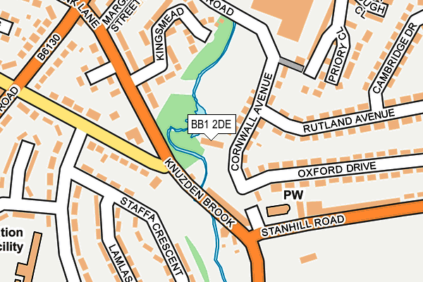 BB1 2DE map - OS OpenMap – Local (Ordnance Survey)