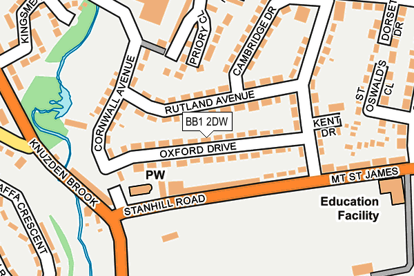 BB1 2DW map - OS OpenMap – Local (Ordnance Survey)