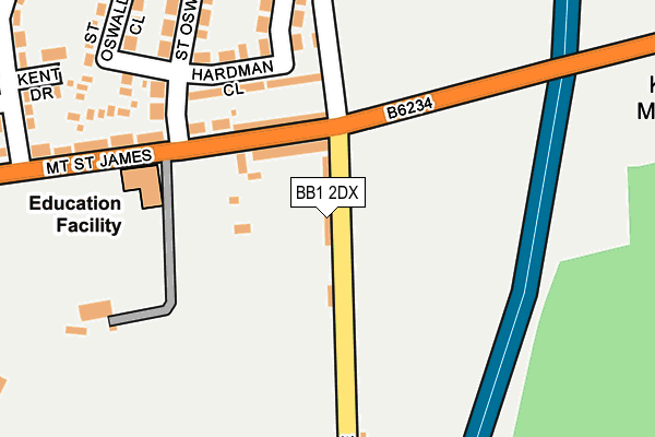 BB1 2DX map - OS OpenMap – Local (Ordnance Survey)