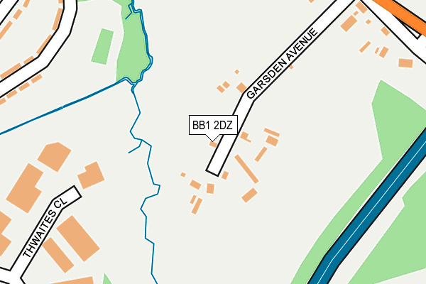 BB1 2DZ map - OS OpenMap – Local (Ordnance Survey)