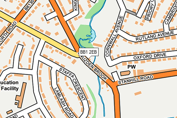 BB1 2EB map - OS OpenMap – Local (Ordnance Survey)