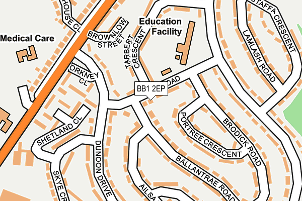 BB1 2EP map - OS OpenMap – Local (Ordnance Survey)