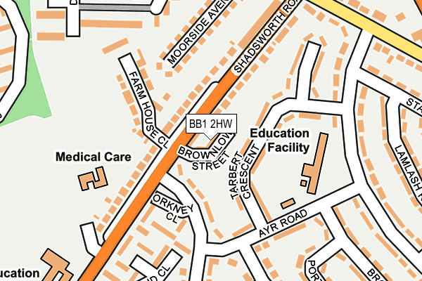 BB1 2HW map - OS OpenMap – Local (Ordnance Survey)