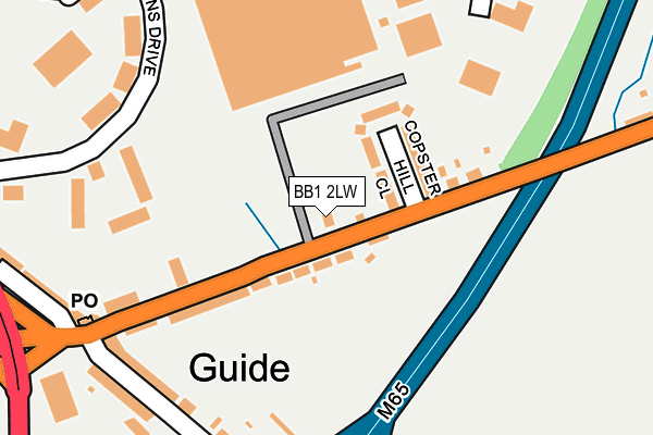 BB1 2LW map - OS OpenMap – Local (Ordnance Survey)
