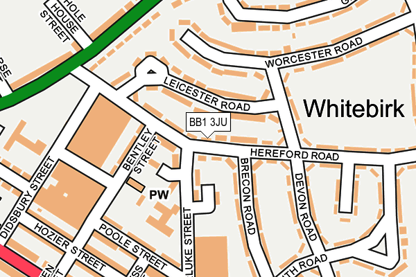 BB1 3JU map - OS OpenMap – Local (Ordnance Survey)