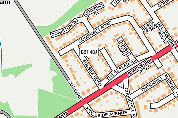 BB1 4BJ map - OS OpenMap – Local (Ordnance Survey)