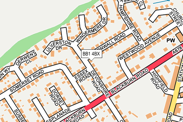 BB1 4BX map - OS OpenMap – Local (Ordnance Survey)