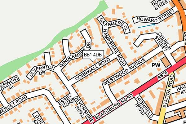 BB1 4DB map - OS OpenMap – Local (Ordnance Survey)