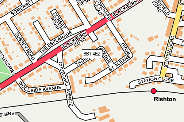 BB1 4EZ map - OS OpenMap – Local (Ordnance Survey)