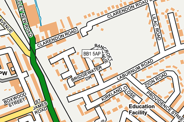 BB1 5AP map - OS OpenMap – Local (Ordnance Survey)