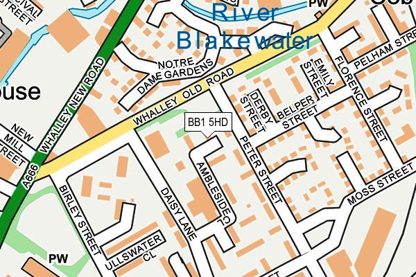 BB1 5HD map - OS OpenMap – Local (Ordnance Survey)