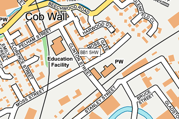 BB1 5HW map - OS OpenMap – Local (Ordnance Survey)