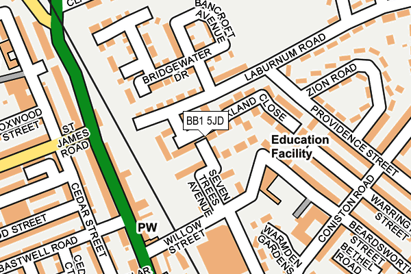 BB1 5JD map - OS OpenMap – Local (Ordnance Survey)