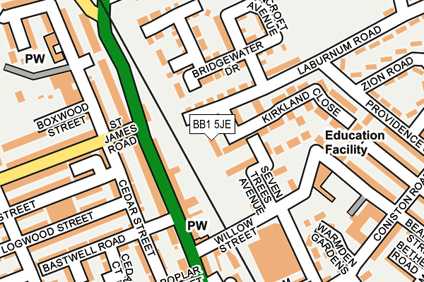 BB1 5JE map - OS OpenMap – Local (Ordnance Survey)