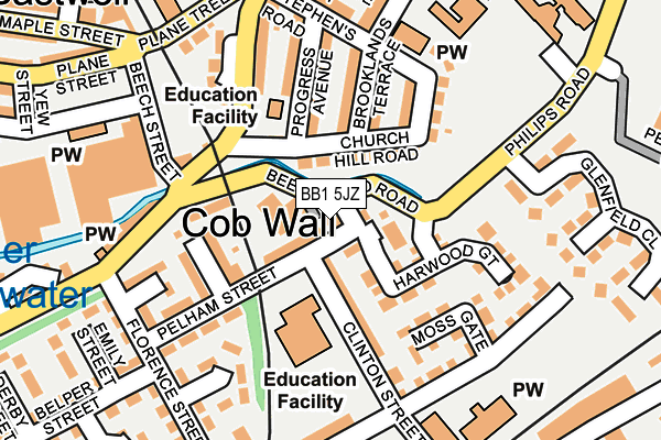 BB1 5JZ map - OS OpenMap – Local (Ordnance Survey)
