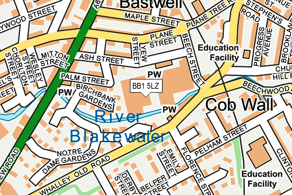 BB1 5LZ map - OS OpenMap – Local (Ordnance Survey)