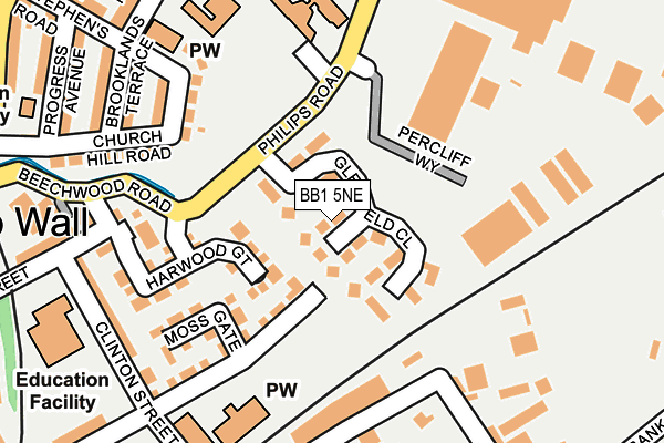 BB1 5NE map - OS OpenMap – Local (Ordnance Survey)