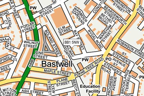 BB1 5NW map - OS OpenMap – Local (Ordnance Survey)