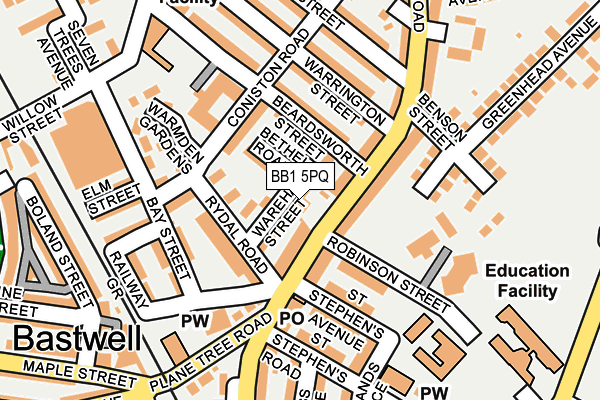 BB1 5PQ map - OS OpenMap – Local (Ordnance Survey)