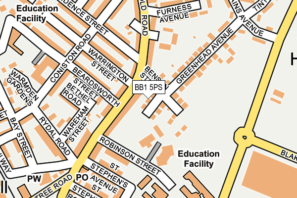 BB1 5PS map - OS OpenMap – Local (Ordnance Survey)