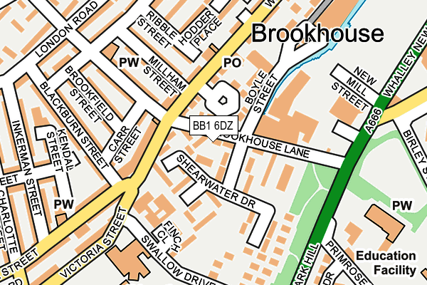 BB1 6DZ map - OS OpenMap – Local (Ordnance Survey)