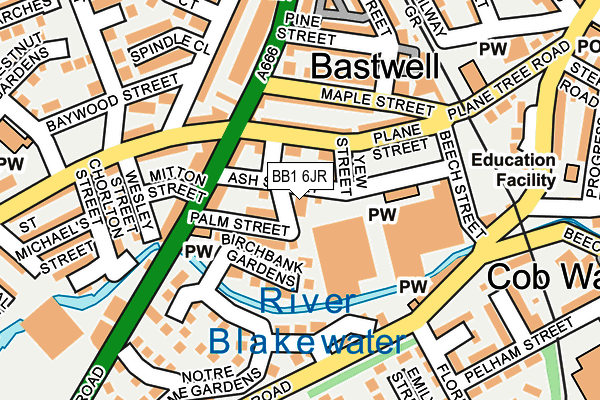 BB1 6JR map - OS OpenMap – Local (Ordnance Survey)