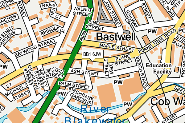 BB1 6JW map - OS OpenMap – Local (Ordnance Survey)