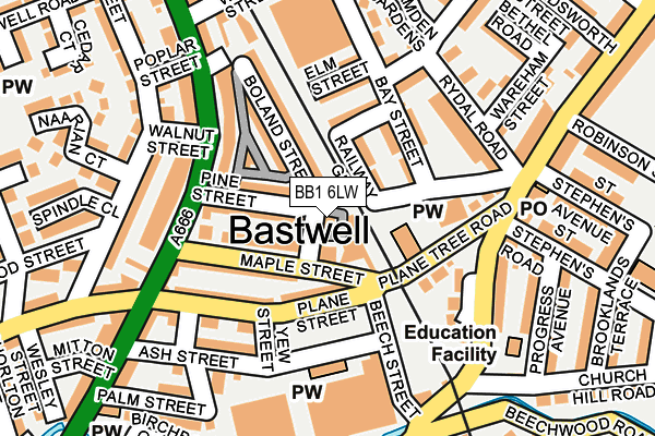 BB1 6LW map - OS OpenMap – Local (Ordnance Survey)