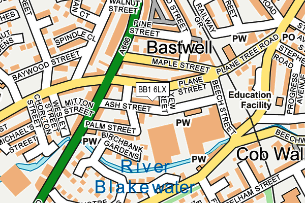 BB1 6LX map - OS OpenMap – Local (Ordnance Survey)