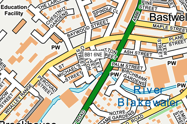 BB1 6NE map - OS OpenMap – Local (Ordnance Survey)