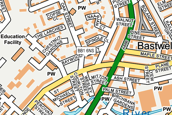 BB1 6NS map - OS OpenMap – Local (Ordnance Survey)
