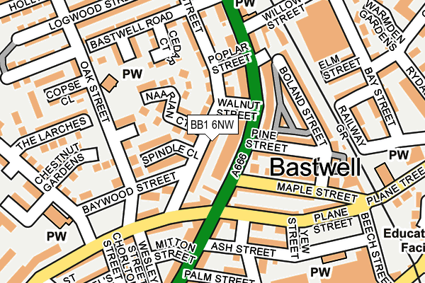 BB1 6NW map - OS OpenMap – Local (Ordnance Survey)