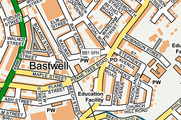 BB1 6PH map - OS OpenMap – Local (Ordnance Survey)