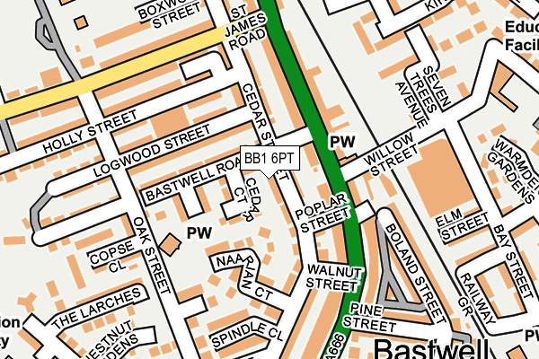 BB1 6PT map - OS OpenMap – Local (Ordnance Survey)
